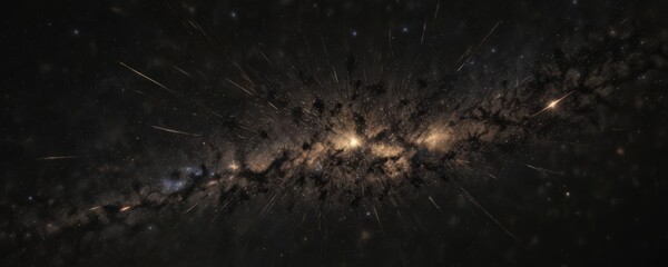 Wall Mural - Brilliant star cluster against inky black backdrop, cosmic dust trails , stars,  milky way