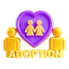 Poster - Colorful adoption symbol featuring two figures and a heart in vibrant colors.
