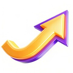 Poster - A 3D arrow design in yellow and purple, indicating upward movement with a modern aesthetic.