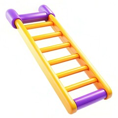 Poster - A colorful toy ladder with purple and yellow features set against a bright white background.
