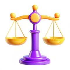 Poster - A colorful and modern balance scale with yellow bowls and a purple base, symbolizing fairness and justice.