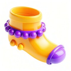 Poster - A playful yellow and purple plastic shoe design with a round shape and smooth texture.