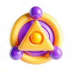 Poster - A vibrant 3D design featuring geometric shapes, including a triangle and spheres in bright colors like purple, yellow, and orange.