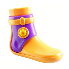 Poster - A colorful stylized boot with bright purple and yellow colors, featuring a button and strap design.