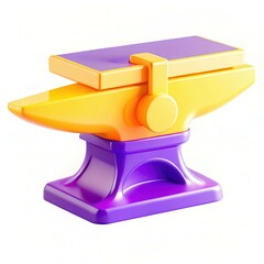 Poster - A colorful, modern toy anvil in vibrant purple and yellow colors, showcasing a playful design for imaginative play.
