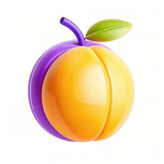 Poster - A stylized fruit design featuring a half purple, half yellow peach with a green leaf.