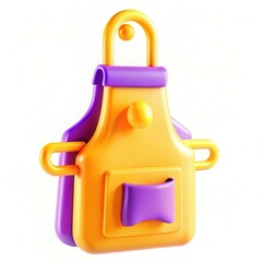 Poster - A colorful modern design featuring a playful plastic toy apron in vibrant shades of orange and purple.