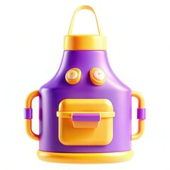 Poster - A whimsical purple and yellow water bottle with a friendly face design, showcasing a modern and playful aesthetic.