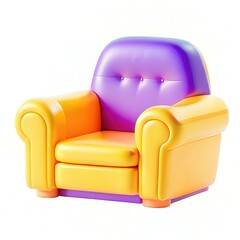 Poster - A vibrant, modern armchair featuring a mix of yellow and purple colors, perfect for a playful interior design.