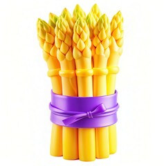 Poster - A vibrant bunch of yellow asparagus with a purple ribbon, showcasing a playful and colorful design.
