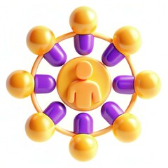 Poster - A circular arrangement of colorful figures and capsules, emphasizing connection and community.