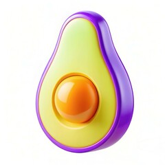 Poster - A colorful, modern toy resembling an avocado with vibrant colors and a circular button in the center.