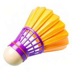 Poster - A vibrant shuttlecock featuring a bright yellow and purple design, set against a plain white background.