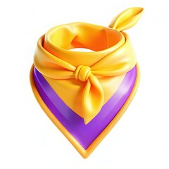Poster - A vibrant yellow and purple bandana tied in a unique shape, showcasing bright colors and smooth textures.