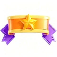 Poster - A colorful award ribbon featuring a star and purple accents on a light background.