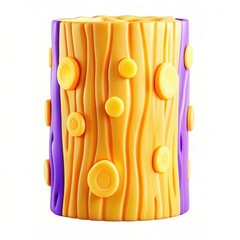 Poster - A colorful cylindrical object with a textured surface featuring raised circular patterns in yellow and purple.