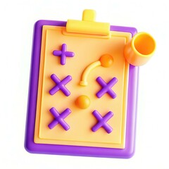 Poster - A colorful toy board featuring a game layout with geometric shapes in bright yellow, purple, and orange tones.