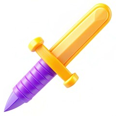Poster - A colorful toy sword with a purple blade and yellow handle, designed for play.