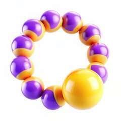 Poster - A colorful ring made of alternating purple and yellow spherical beads, creating a modern and playful design.
