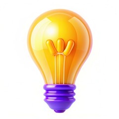 Poster - A colorful light bulb design showcasing a bright yellow bulb with a purple base, illustrating modern creativity.