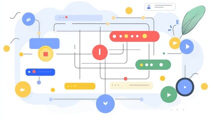 Poster - Automation rules diagram with if-then logic flows used in digital marketing platforms