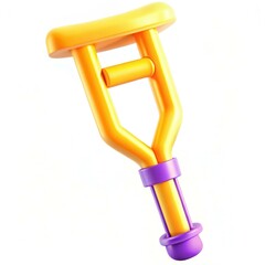 Poster - A colorful children's toy crutch designed with bright yellow and purple colors, emphasizing playful aesthetics.