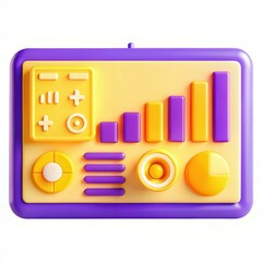 Fototapete - A colorful interface with geometric shapes and buttons, displaying data in a modern design.