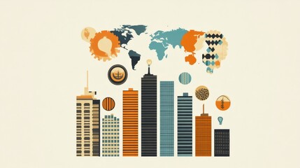 Poster - Comparison of developed vs developing economies using stacked icons and growth statistics