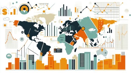 Poster - Comparison of developed vs developing economies using stacked icons and growth statistics