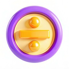 Poster - A colorful button with a division symbol, featuring vibrant purple and yellow colors in a modern design.