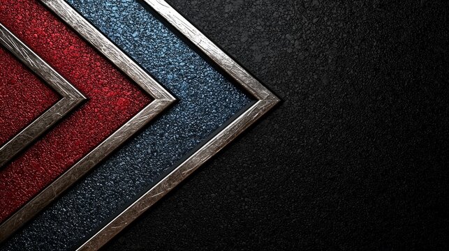 Abstract Metallic Red Blue Arrows On Dark Textured Background