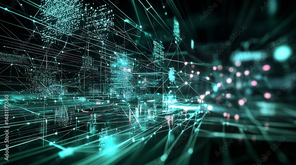 Stockillustrationen High tech science wallpaper with an evolving ...