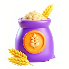 Poster - A colorful purple container filled with creamy substance, topped with golden wheat stalks, featuring a circular design with wheat symbol.