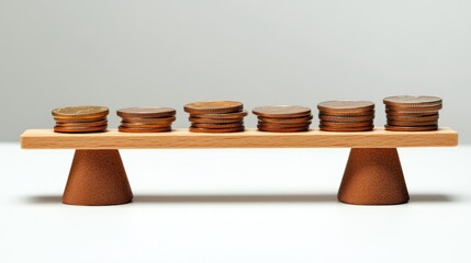 Poster - Economic inequality concept using coins arranged unevenly across a digital scale