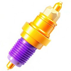 Fototapete - A colorful illustration of a spark plug with vibrant orange and purple colors, showcasing modern design elements.