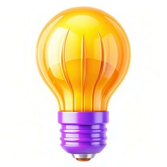 Poster - A vibrant and modern illustration of a yellow light bulb with a purple base, showcasing a playful design and a colorful appearance.