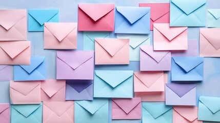 Poster - Flat lay of email templates, subject line drafts, and AB test notes on a marketing desk