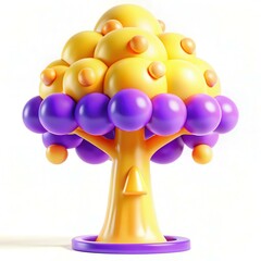 Poster - A colorful abstract tree with yellow and purple spherical shapes creating a playful design.