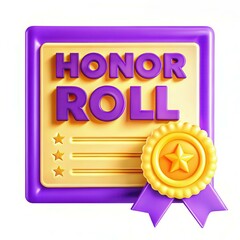 Poster - A bright and colorful honor roll certificate featuring bold typography and a ribbon, showcasing achievement.