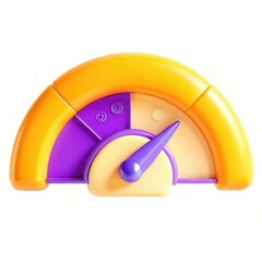 Poster - A colorful gauge with a purple needle and sections in orange, yellow, and purple against a white background.