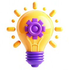 Poster - A colorful light bulb with a gear symbol, representing ideas and creativity.
