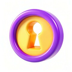 Poster - A colorful keyhole design with a purple and yellow circular frame, emphasizing modern texture and playful style.