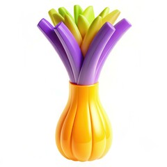 Poster - A vibrant vase filled with colorful abstract shapes resembling flowers.