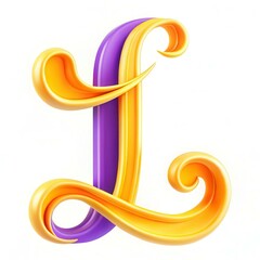Poster - Stylized letter L in vibrant colors, featuring curves and swirls, showcasing a modern design aesthetic.