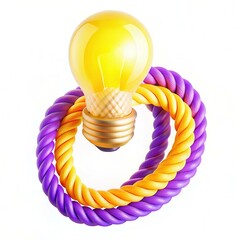 Poster - A yellow light bulb sits atop a colorful twisted rope design featuring purple and yellow hues.