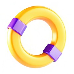 Poster - A vibrant yellow and purple life buoy, designed with a modern aesthetic and a glossy finish, stands out against a minimalist background.