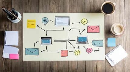 Poster - Paper sketch showing online ad campaign structure including awareness, interest, and conversion stages