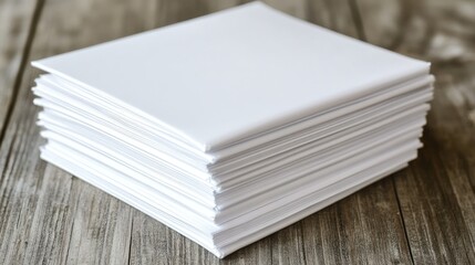 Poster - Stack of printed whitepapers, case studies, and branded ebooks arranged on a wooden desk