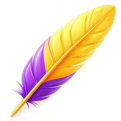 Poster - A vibrant feather with shades of yellow and purple, showcasing a modern design and smooth texture.