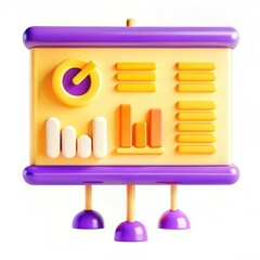 Fototapete - A colorful 3D representation of a data dashboard featuring various graphs and charts in vibrant colors.